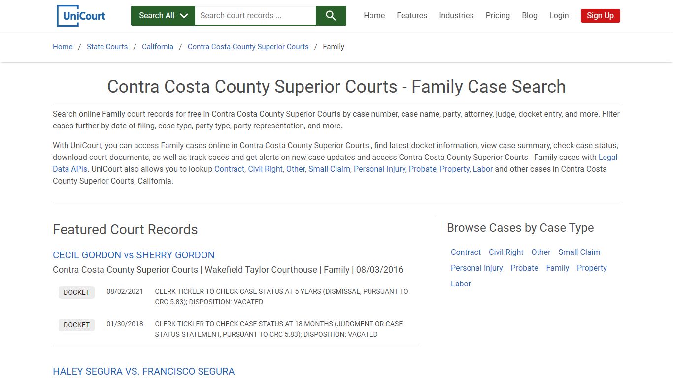 Family Case Search - Contra Costa County Superior Courts ...